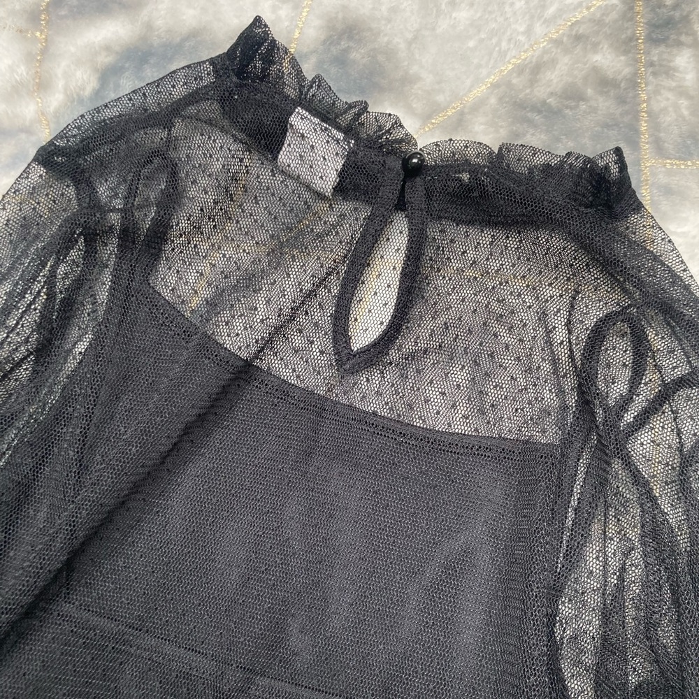 Black Art Class Sheer Long Sleeve Top - Picture 5 of 8